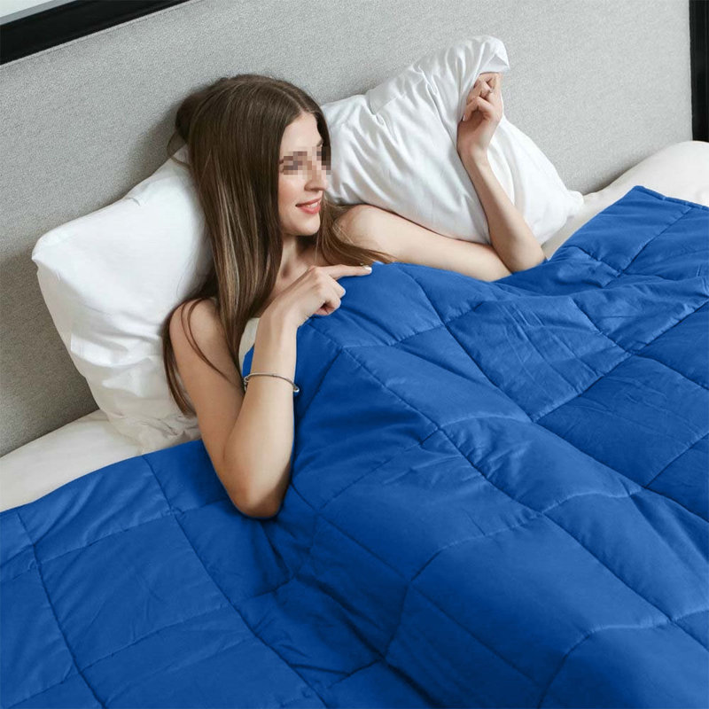Couverture en coton 100%, l 59,05 x L 78,74, 20 lb, Bleu