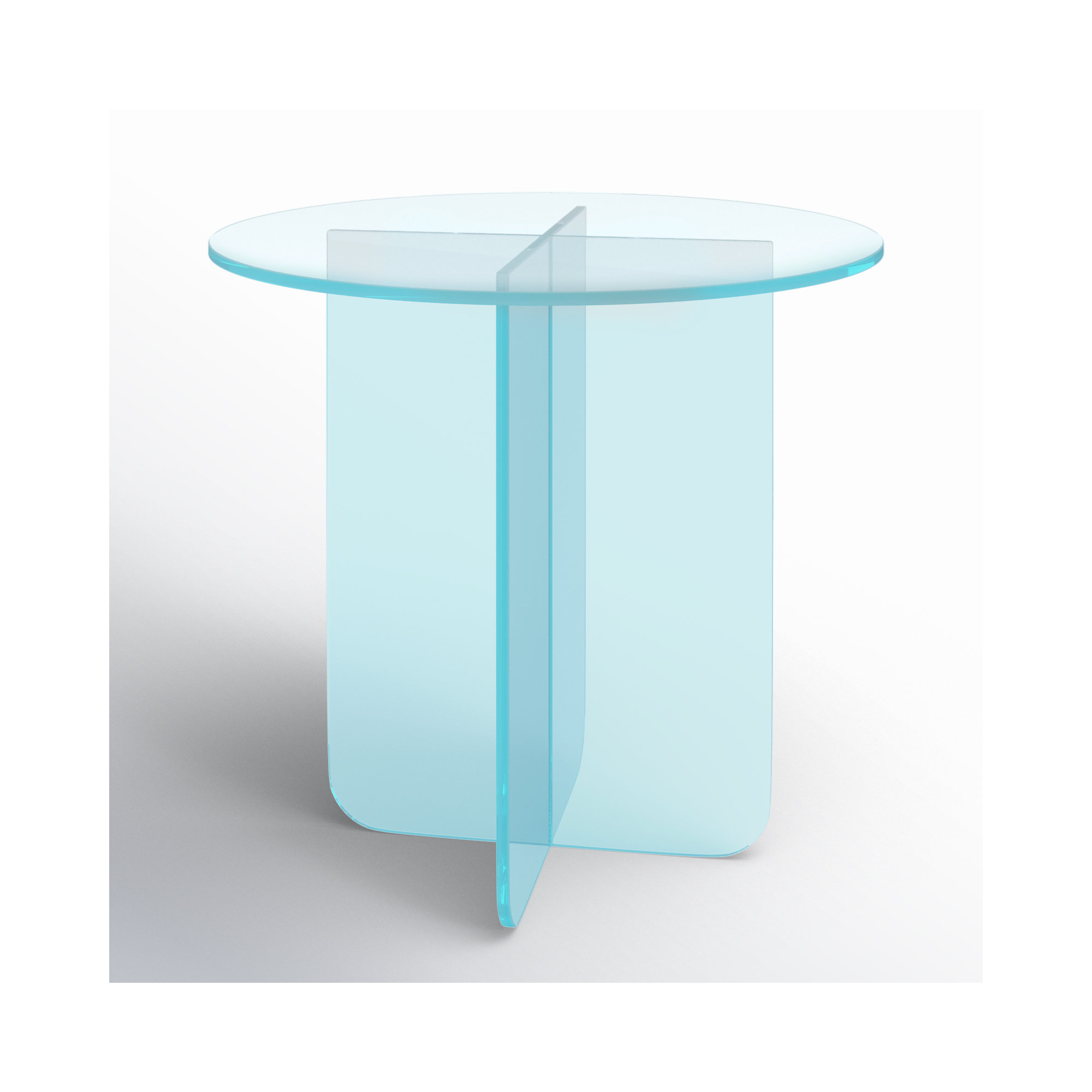 Vinci Large End Table In Iridescent Glass, 20" H x 22" W x 22" D