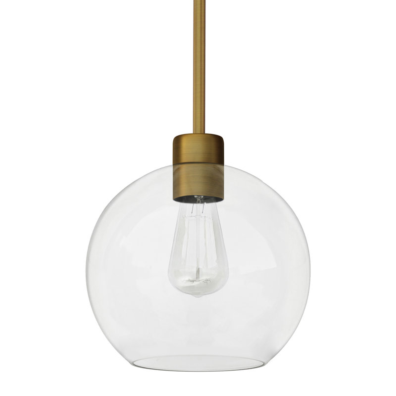 Luminaire suspendu à 1 lumière pour îlot de cuisine, Transparent, Or