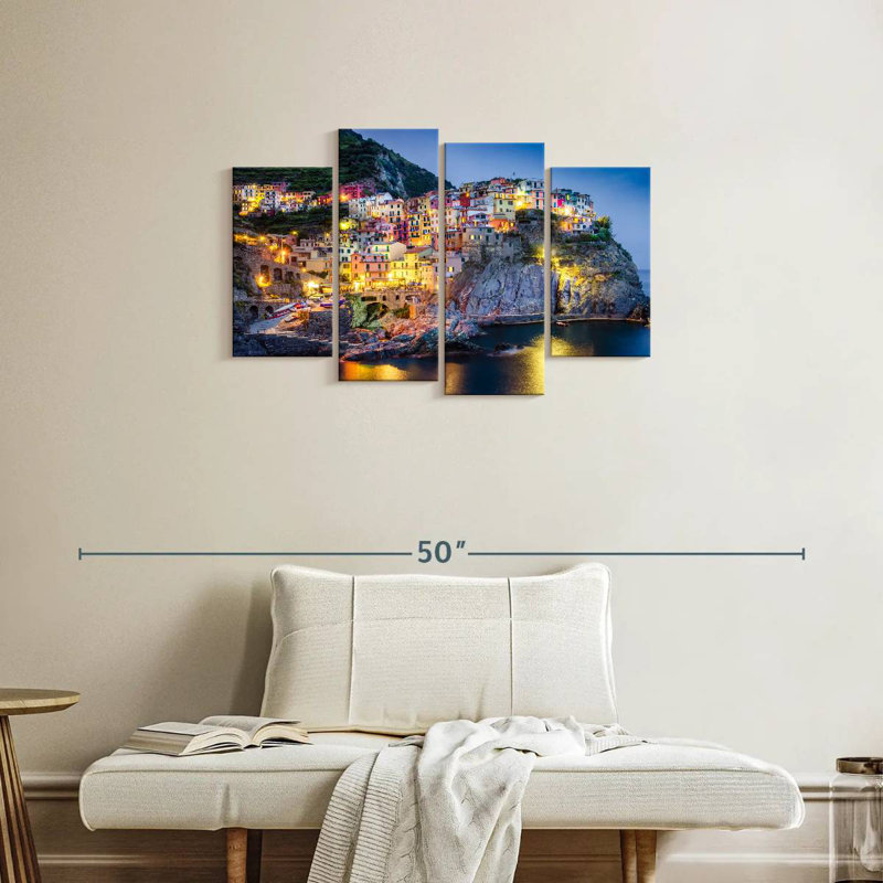 Vue de nuit des Cinque Terre Gillard, H 22 po x l 36 po