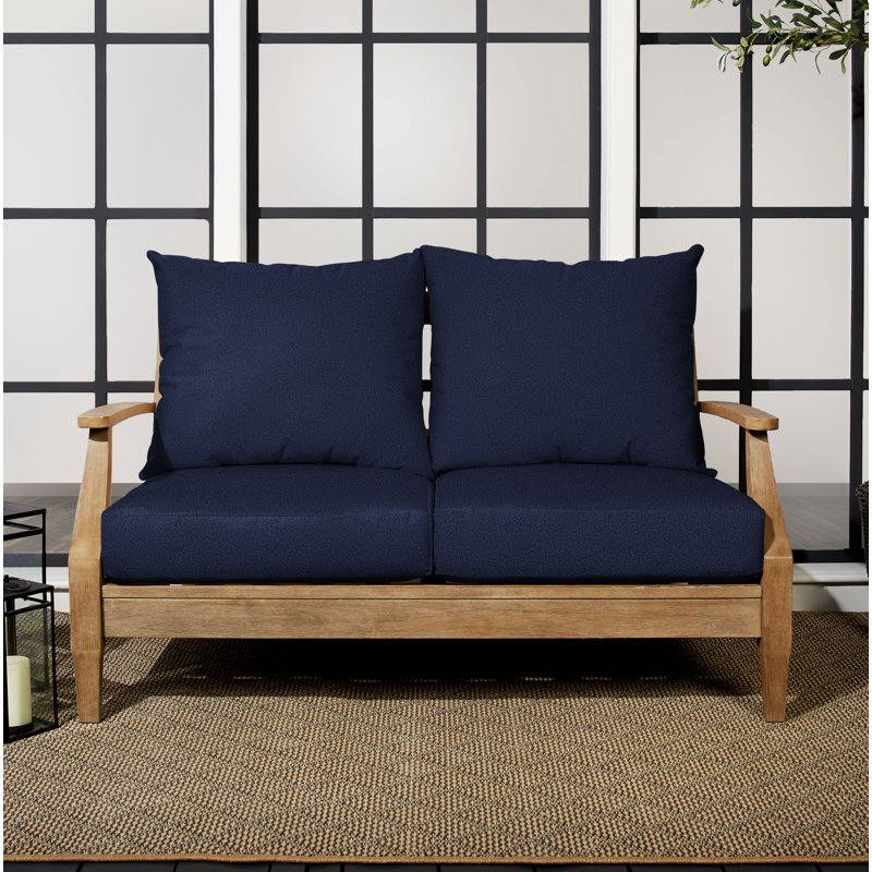 Maelynn Outdoor 5'' Loveseat Seat / Back Cushion, Navy, 23 in x 25 in