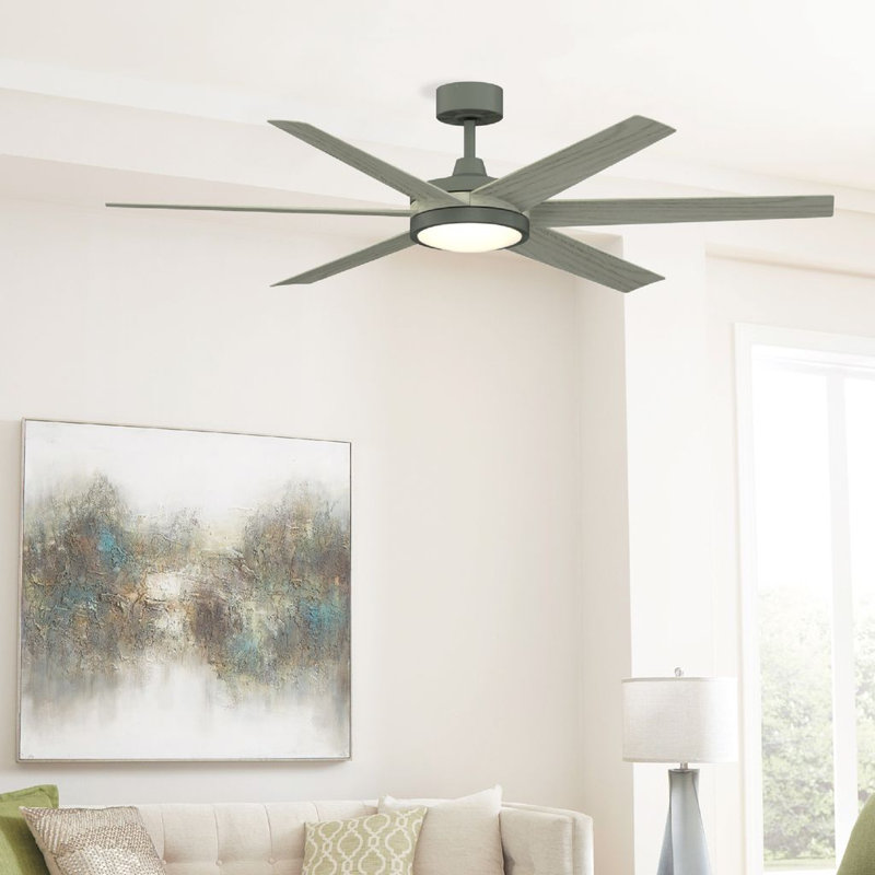  Ventilateur de plafond intérieur / extérieur Brawn 64 pouces avec ensemble d'éclairage à DEL CCT Select et télécommande - Graphite antique avec pales en chêne clair