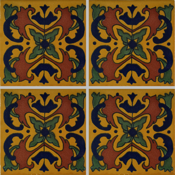 2" x 2" 36pcs TalaMex Butterfly Mexican Clay Tile Handmade Talavera Backsplash Mosaic