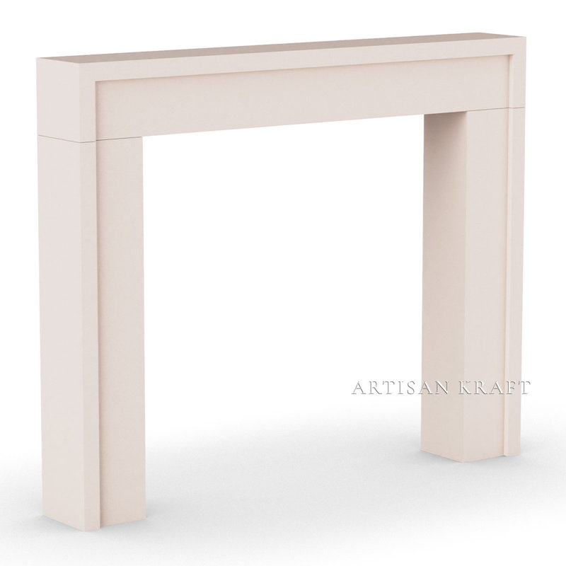 Encadrement de foyer en pierre de fonte avec foyer Bullnose Flatiron, Tanné, H 53 po x l 66 po x P 7 po