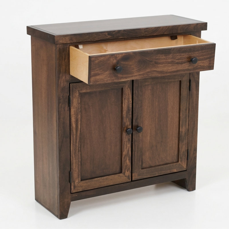 Armoire d'appoint en bois massif à 2 portes avec tiroir Humphrey