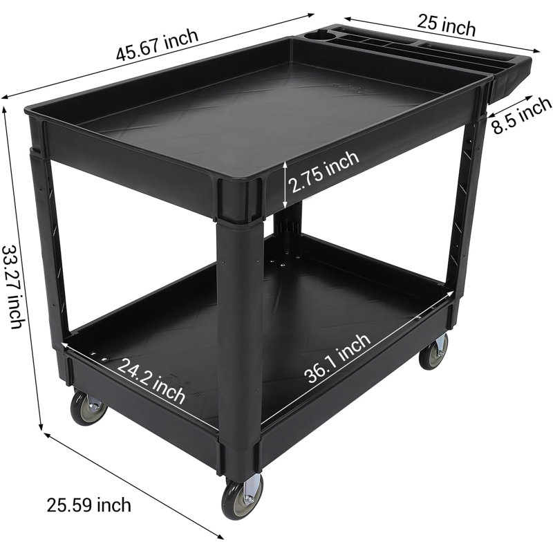 Chariot utilitaire robuste de 500 lb avec poignée de rangement, Noir, noir, noir, noir