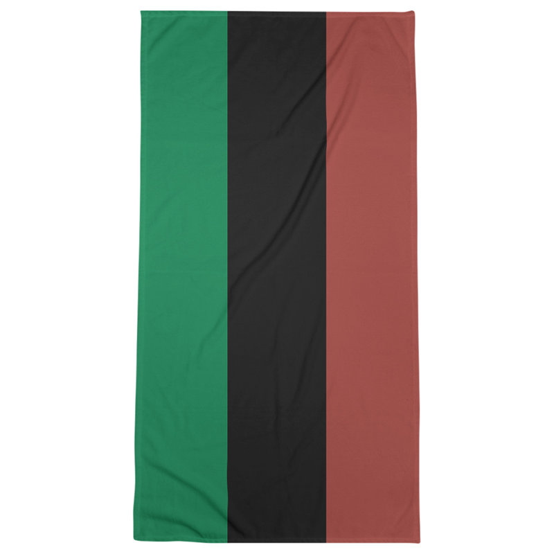 Cotton Blend Lightweight Beach Towel, Green/Black/Gold