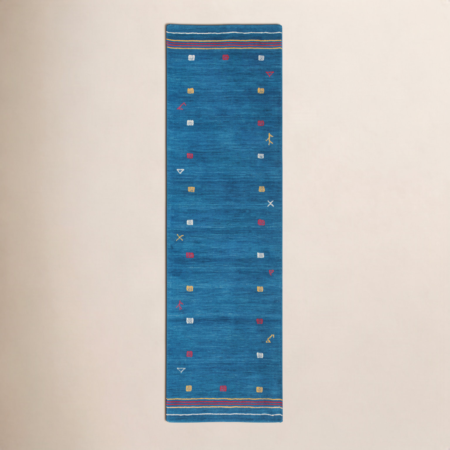 Danette Blue Southwestern Hand-Loomed Wool Rug, Runner 2'3" x 10'