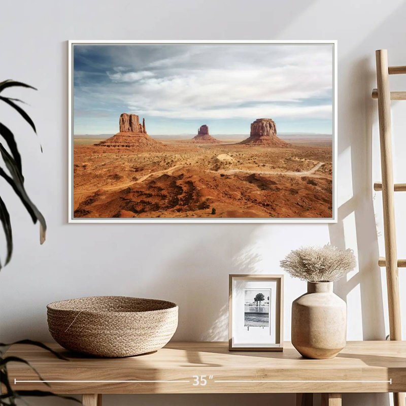 Arizona Monument Valley, Cadre flottant blanc, 25 po x 17 po