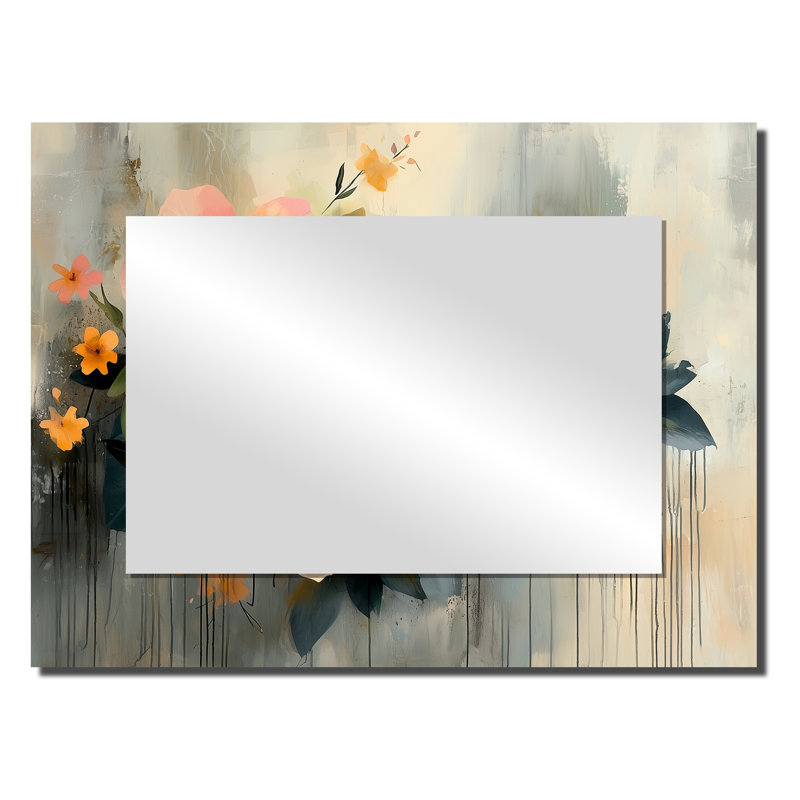 Minimalisme, Hibiscus Spring Symphony - art mural miroir décoratif floral - imprimé sur métal, 24 po x 32 po