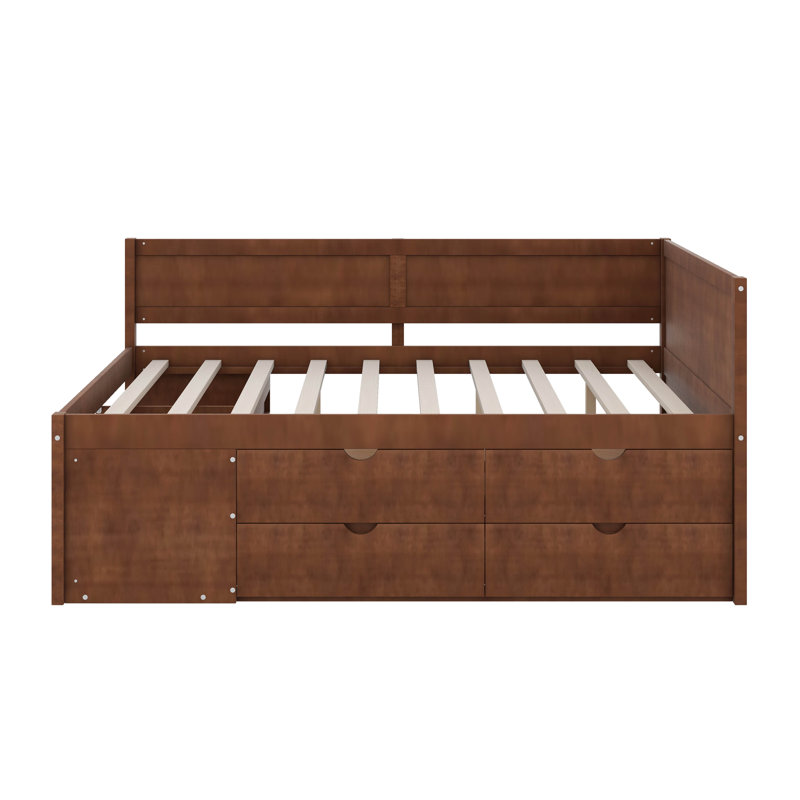Daybed With Drawers And Shelves，Platform Bed,Bed Frame,Storage Bed, Full, Gray