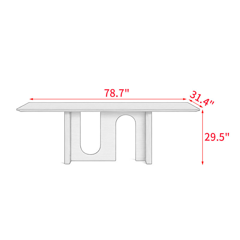 Table de salle à manger simple en bois massif de style nordique Amalyn, H 29,5 po x L 78,7 po x l 31,4 po