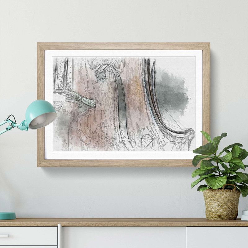 Curves of the Cello in Abstract - Picture Frame Graphic Art Print, 36cm H x 48cm W x 2cm D, Oak Framed