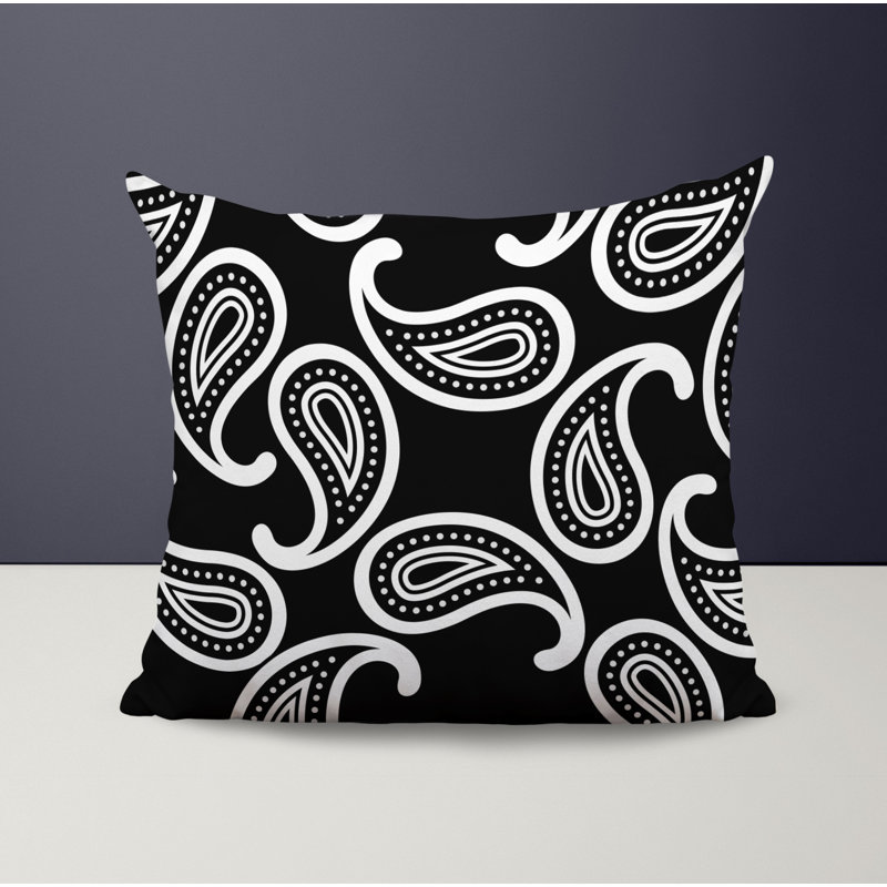 Outdoor Reversible Throw Pillow, 16" x 16", Black