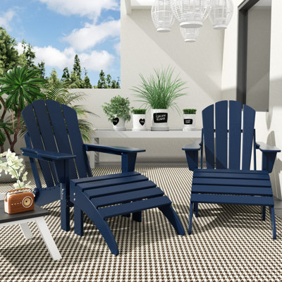 Shawnna 4-Piece Adirondack Conversation Chair with Footrest Ottoman Set