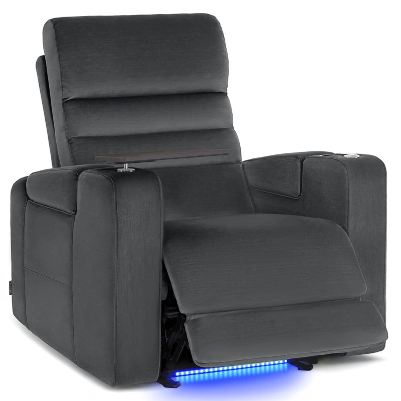 Siège de cinéma inclinable électrique avec appui-tête et plateau pivotant Zero-Gravity, Gris foncé, Fabric