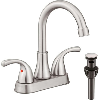 Bathroom Sink Faucet FRANSITON 4 Inch Faucet 2 Handle Bathroom Sink Faucet Lead-Free Bath Sink Faucet with Pop-up Drain Stopper and Supply Hoses
