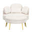 Fauteuil simple en velours côtelé beige avec trois coussins décoratifs et un plateau, idéal pour le thé de l'après-midi dans une petite chambre à coucher. Taies d'oreiller confortables et amovibles de 61 pouces.-1176587008