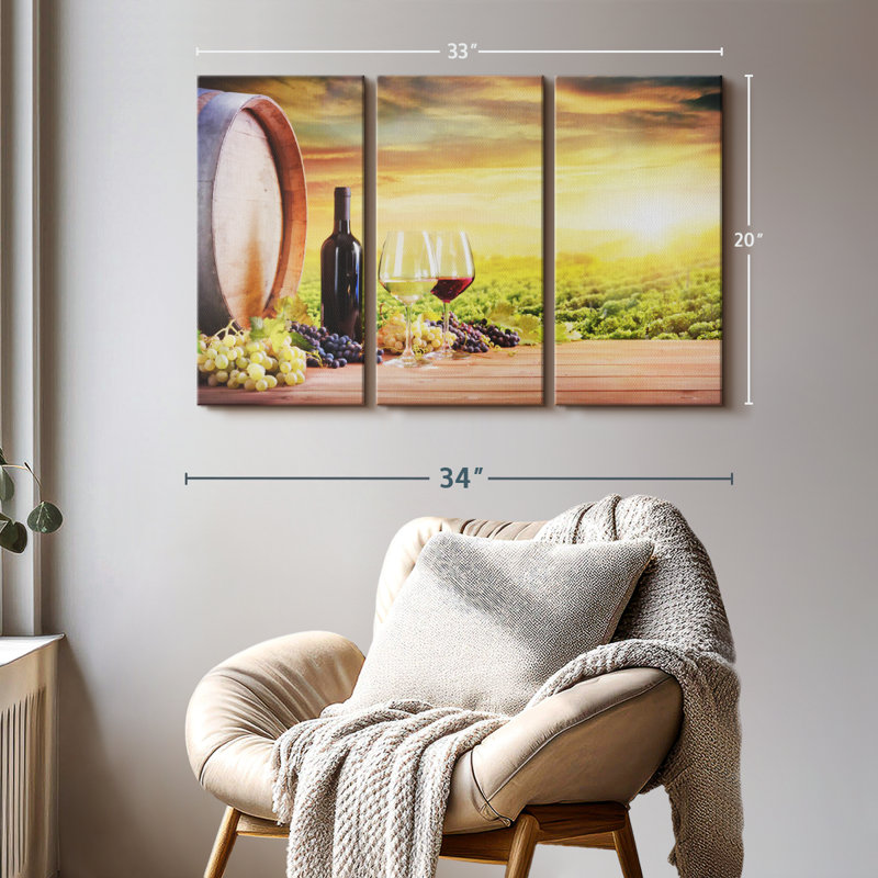 «Italian Vineyard Wine» sur toile, H 20 po x l 33 po