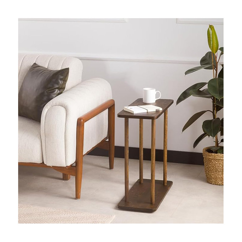 Table de bout rectangulaire étroite en bois massif, table de chevet Skinny, petite table de bout (noyer foncé, très grand)
