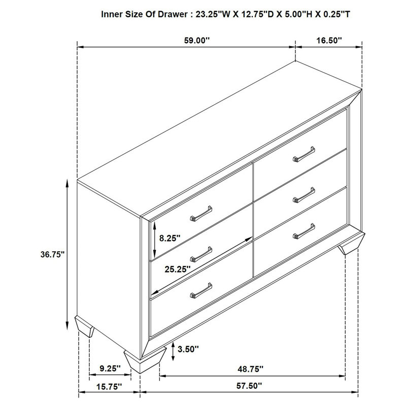 Shept Kauffman 6-drawer Dresser Washed, Taupe