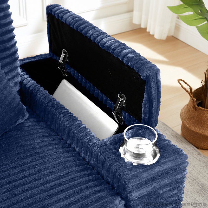 Canapé avec accoudoirs de rangement Fluffy, Blue Chenille