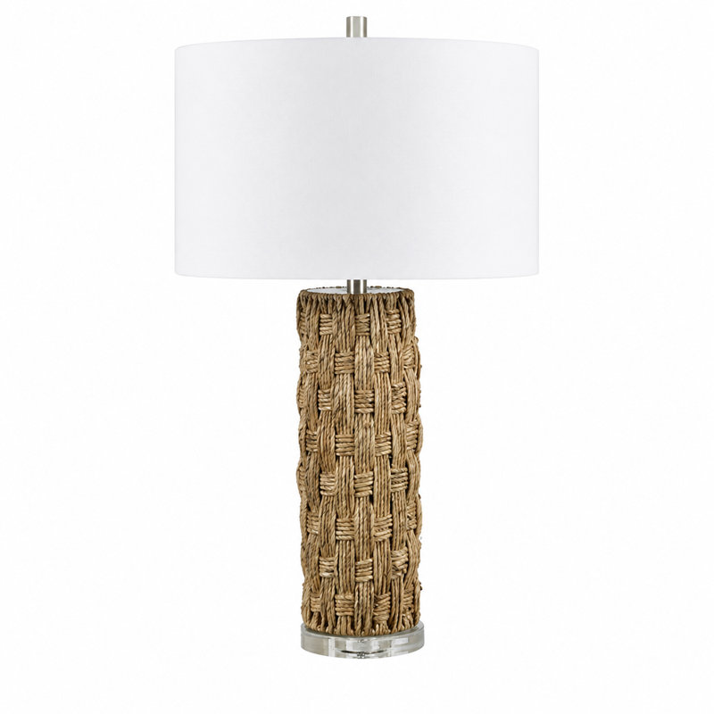 29.5" Crystal Table Lamp With White Shade