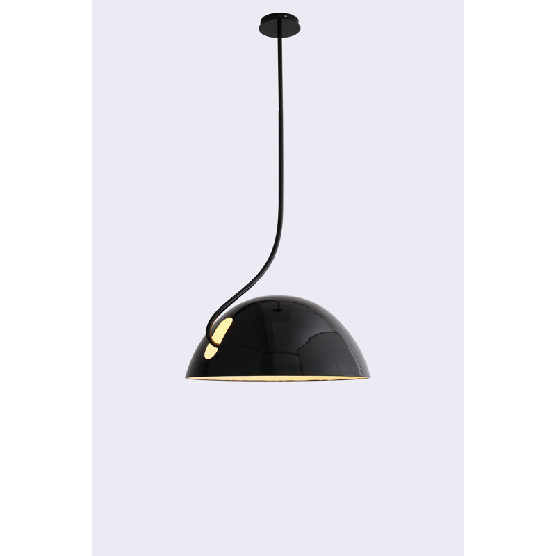 Luminaire suspendu unique en forme de dôme à 1 lumière Aiden-Jay, Noir