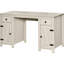 Bureau d'ordinateur avec rangement Farmhouse, bureau avec 2 tiroirs et 2 armoires, blanc crème