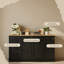 Buffet 55 po moderne noir et chêne avec tiroirs, tablettes réglables et conception anti-basculement - Buffet de rangement pour la cuisine-1587805157