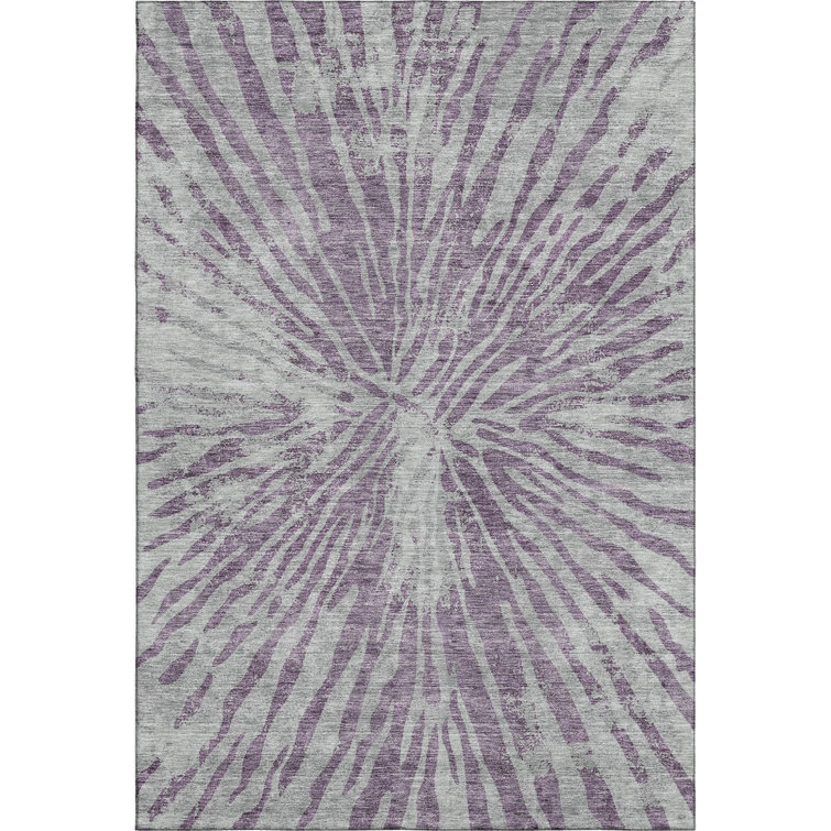 Premium Machine Washable Prisco Purple Rug