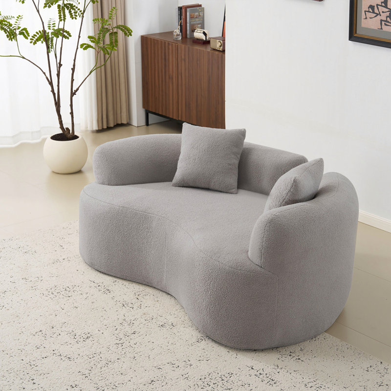 Causeuse incurvée, canapé, canapé-lit, causeuse, canapé moderne Teddy, Gris, 27.6" H x 72.8" W x 38.6" D