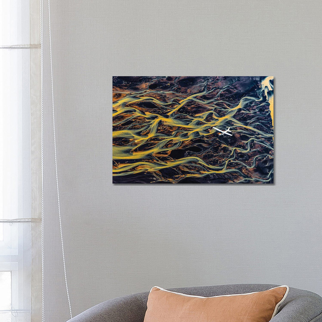 Iceland Fjord River Delta Abstract From Plane III von Alex G Perez - No Frame Gallery-Wrapped Canvas Giclée on Canvas