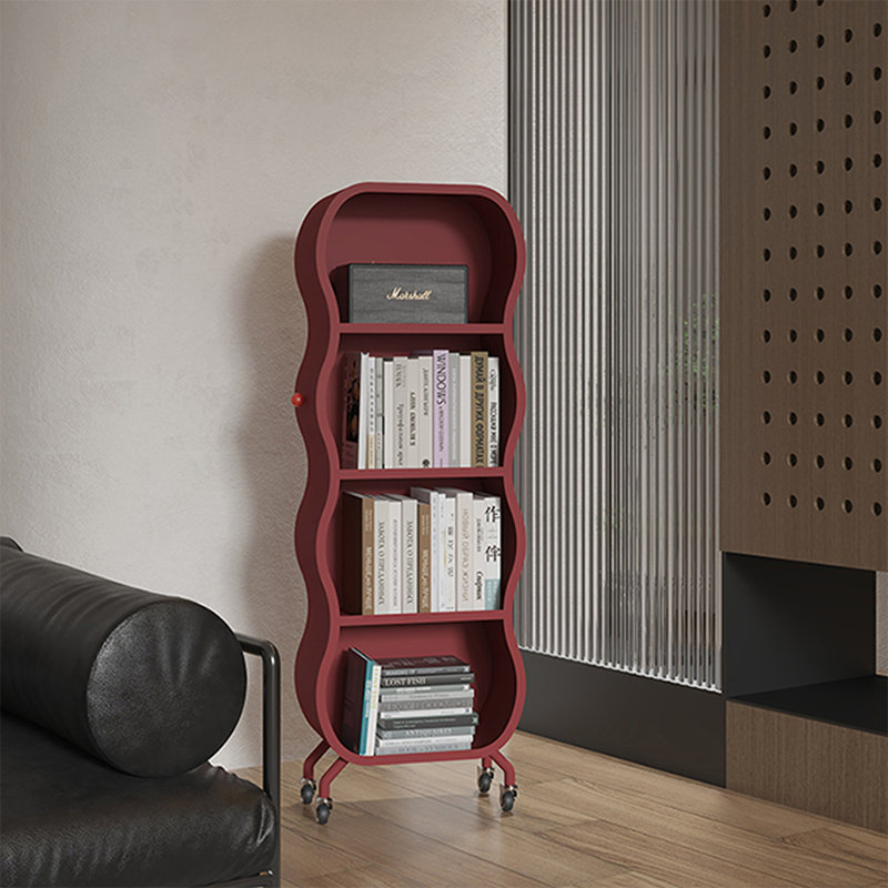 Bibliothèque rotative rouge moderne en acier laminé à froid, Rouge