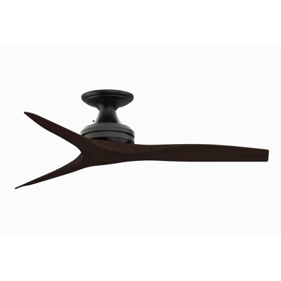 Spitfire 48 Inch Indoor/Outdoor Propeller Flush Mount Ceiling Fan with Remote Control - Black with Dark Walnut Blades