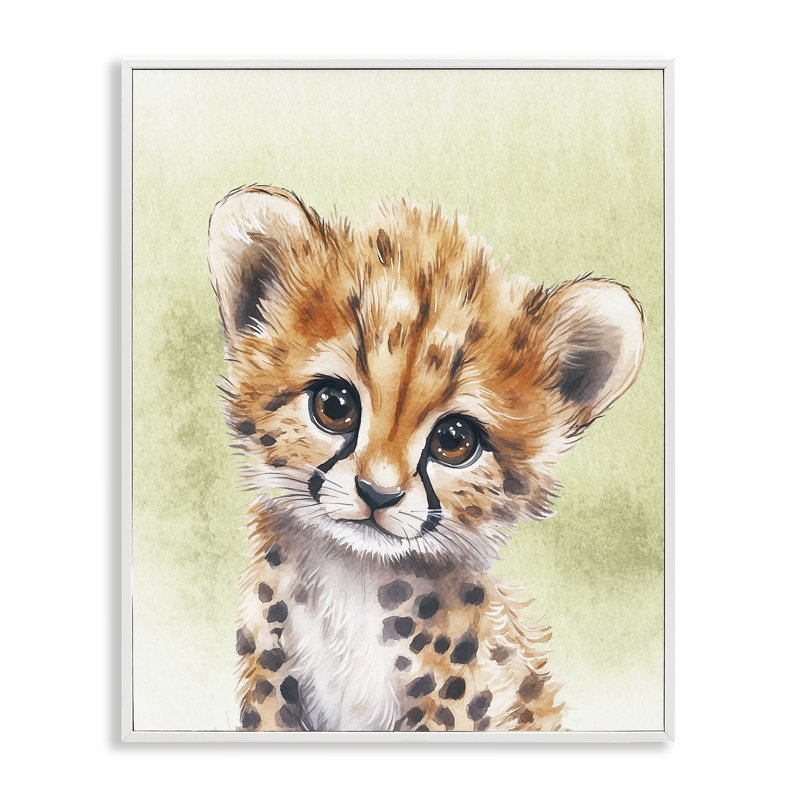 «Jungle Friends Baby Cheetah», giclée encadrée, conception par Christine Simpson Art, H 14 po x l 11 po