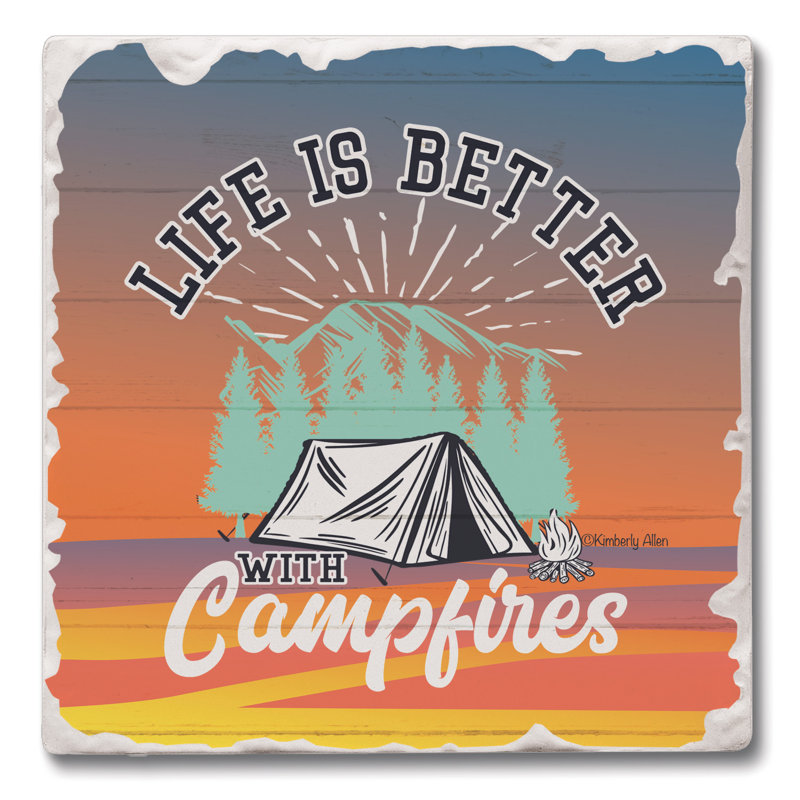 Campfires 4-Pack Tumbled Tile Stone Coasters
