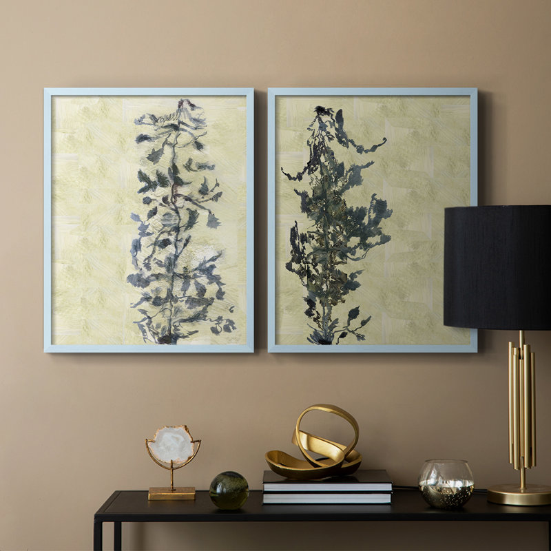 «Chinoiserie 2 Tan», impression encadrée de qualité supérieure - prête à être accrochée - aucun clou requis - aucun clou requis