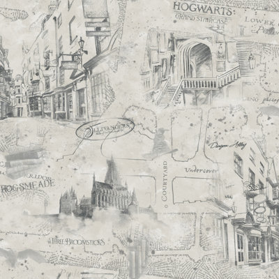 Harry Potter Map 18.86' L x 18" W Peel and Stick Wallpaper Roll