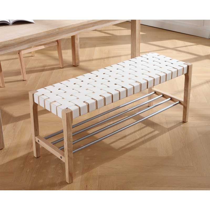 Aneek Solid Wood Bench, White