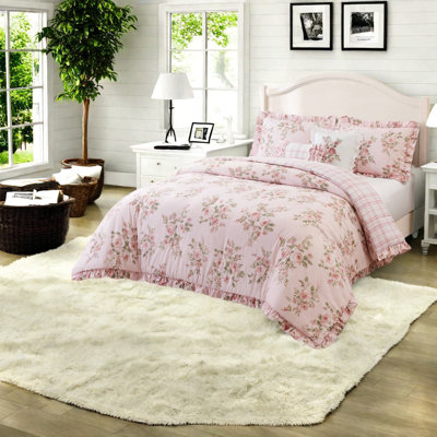 Ensemble de literie King, couette à volants floraux en microfibre douce pour la maison
