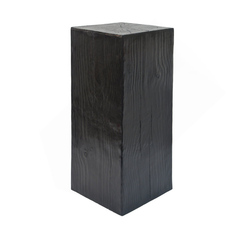 Wood-Look Square-Column MGO End Table,  H33.75",Wood-Like Distressed Finish, Mix With Different Heights, Indoor Outdoor Use,Black Color