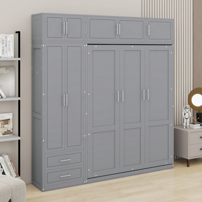 Murphy Bed With Top Cabinet,Shelves And Wardrobe