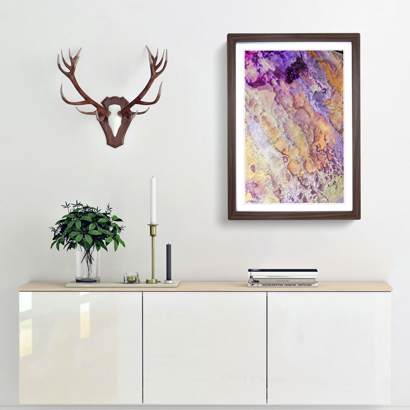 Raise Your Hands in Abstract - Picture Frame Graphic Art Print, 48cm H x 36cm W x 2cm D, Walnut Framed