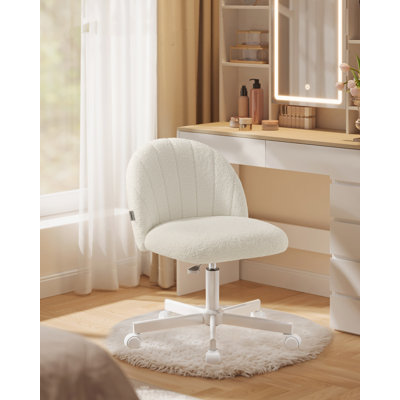 Office Chair, Swivel Makeup Vanity Desk Chair, Height Adjustable, Teddy Fleece