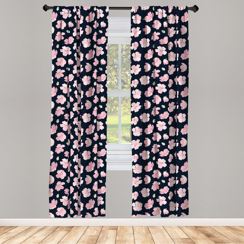 Floral Semi-Sheer Rod Pocket Curtain Panels, 28" x 84"
