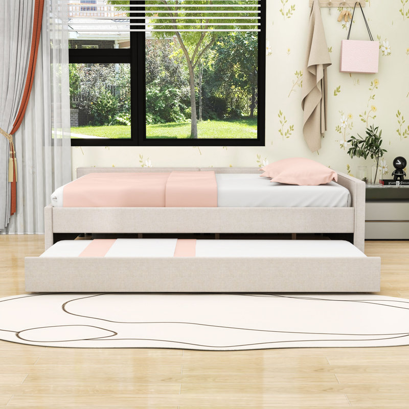 Upholstered Daybed with USB and Twin Trundle, Full/Double