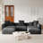 Olivery Boneless Nedek Upholstered 5-Piece Modern Modular Cloud Corduroy Fabric Sectional Sofa With Ottoman-113950935
