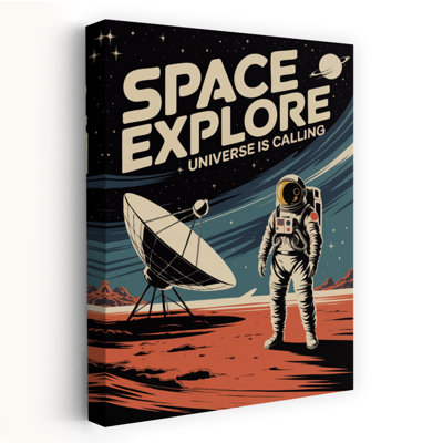 «Space Explore Calling Retro Vintage Abstract Landscape Nature», art mural