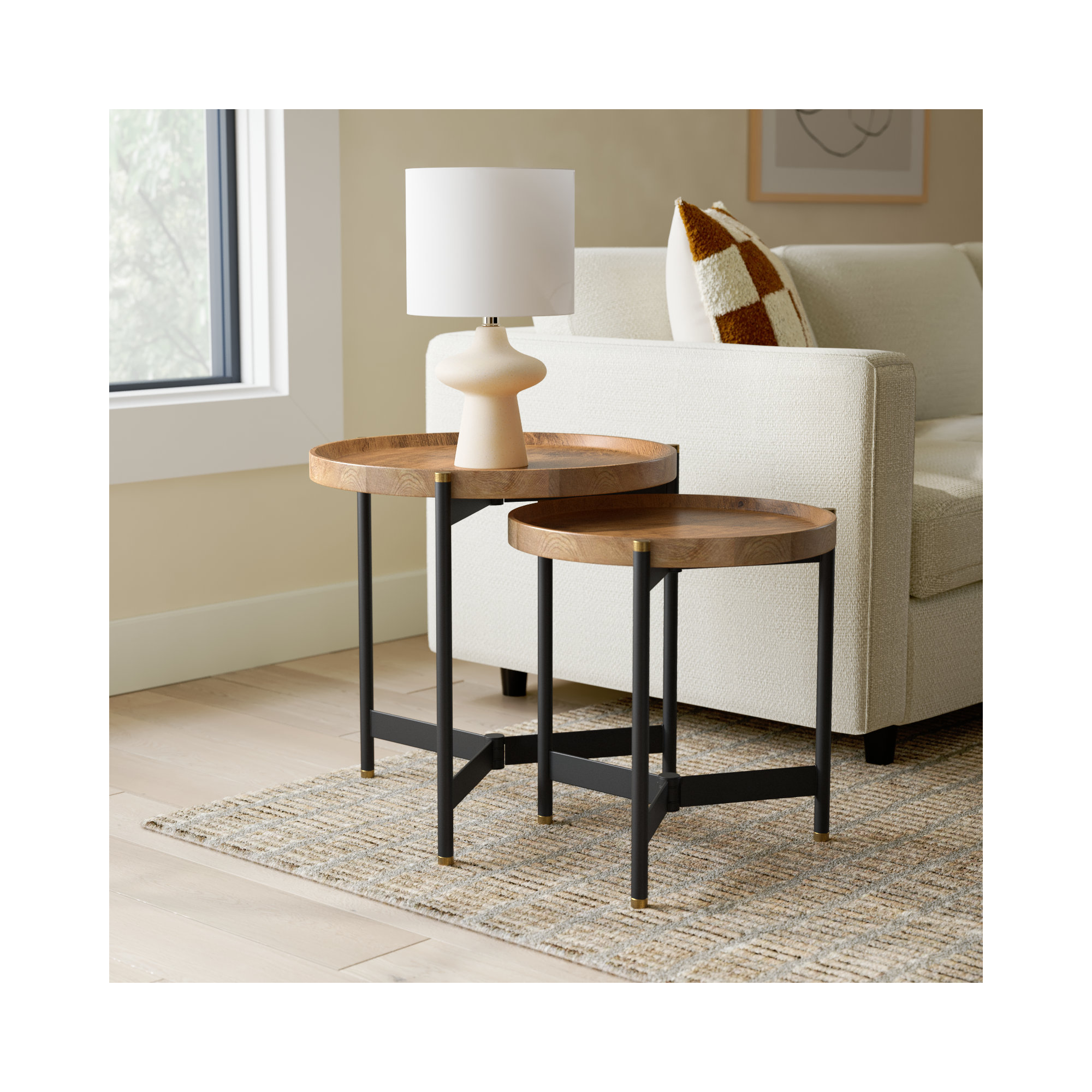 Milda Solid Wood Nesting End Table